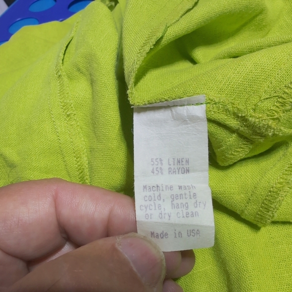 Niche Nilgun Derman Sz M Green Linen Blend Tie Front Shirt - Picture 6 of 7